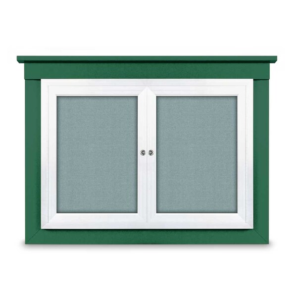 60"x36" 2-Door Enclosed Outdoor Letterboard, Hdr, Grey Felt/Satin